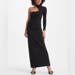 Asymmetrical Mock Neck One Shoulder Maxi Sheath Dress